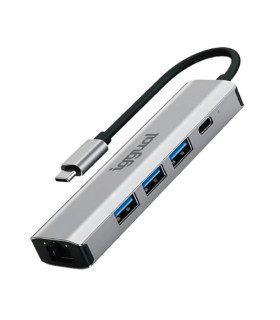 iggual Hub tipo C 5 puertos 3xUSB + RJ45 + tipo C
