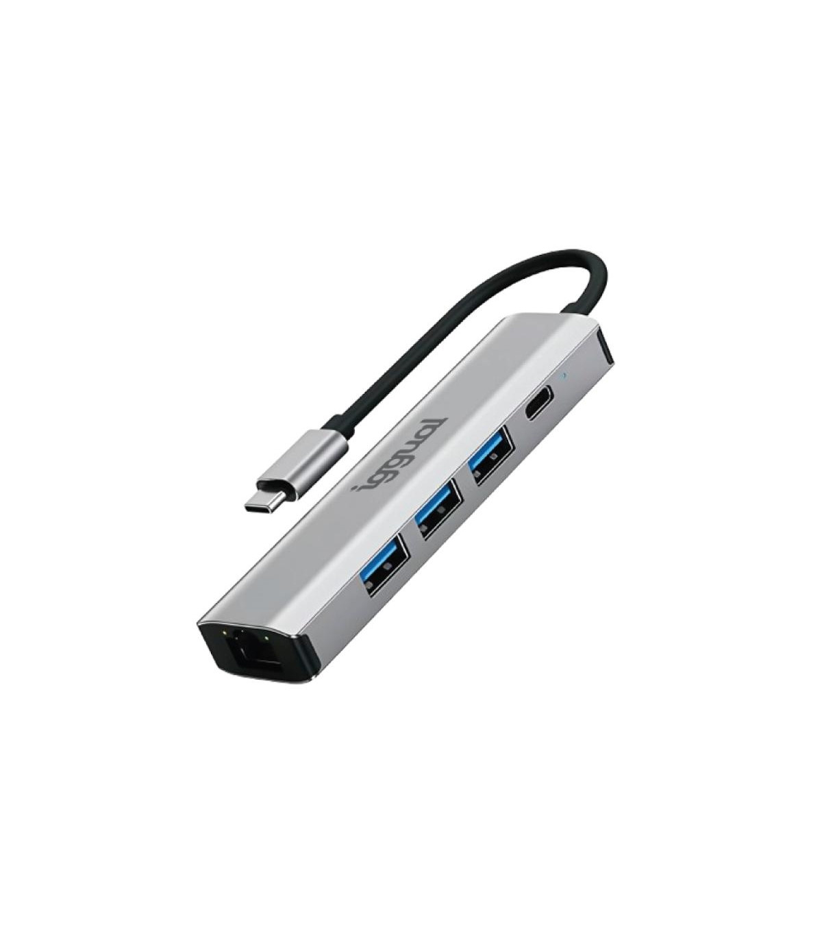 iggual Hub tipo C 5 puertos 3xUSB + RJ45 + tipo C