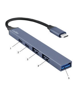 Coolbox HUB4 Lite USB-C/A 4 Puertos Aluminio