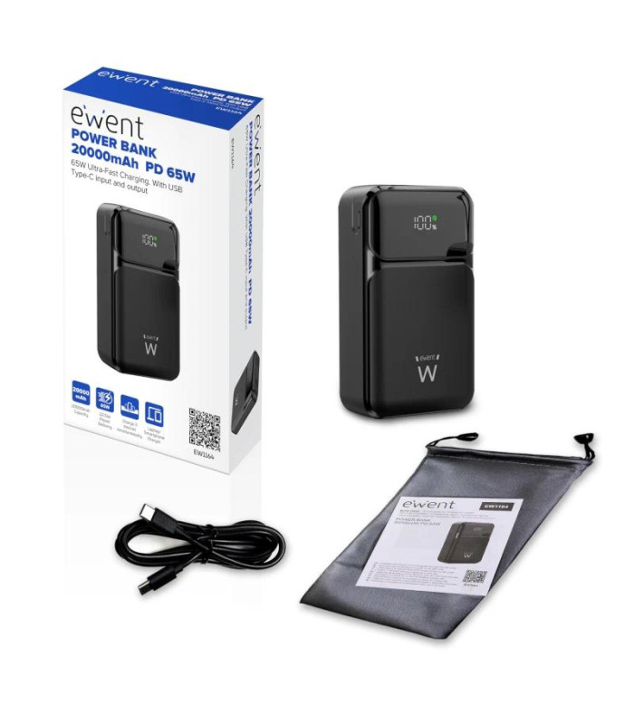 EWENT POWERBANK 65W, 20000mAh CARGA RÁPIDA