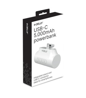 Celly Powerbank Compacta Usb-C 5000 mAh Blanca