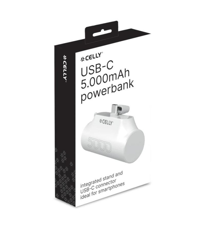 Celly Powerbank Compacta Usb-C 5000 mAh Blanca