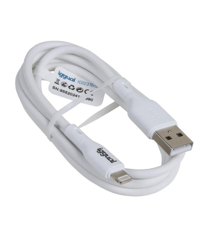 iggual cable USB-A/Lightning 100 cm blanco