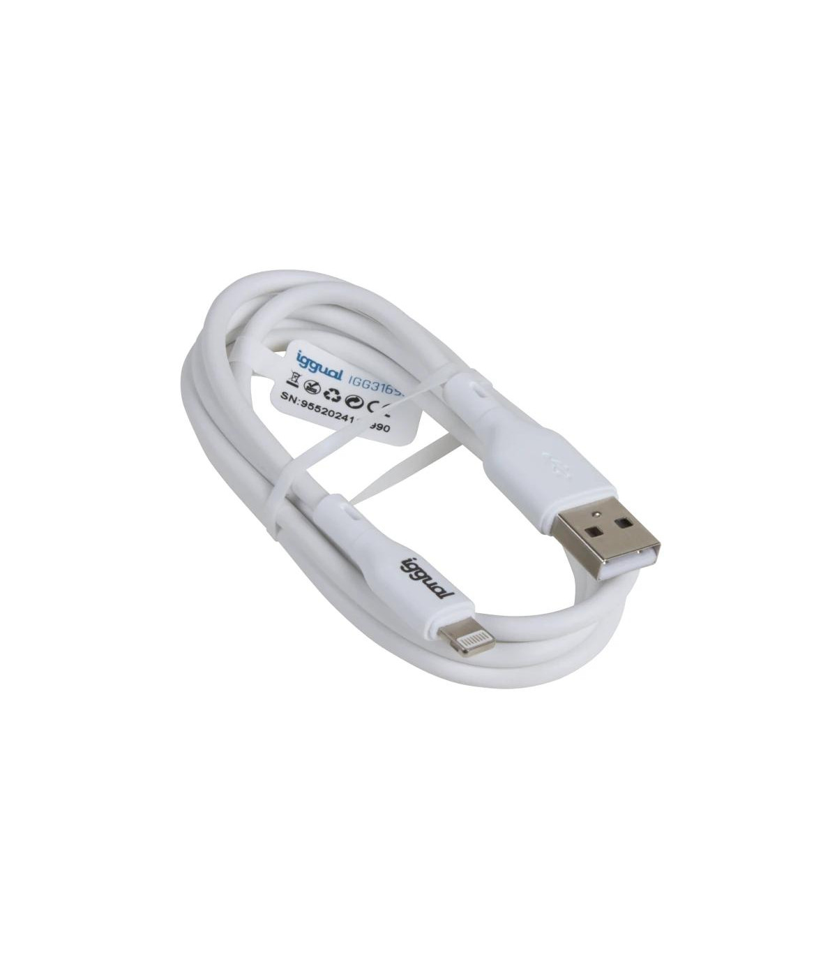 iggual cable USB-A/Lightning 100 cm blanco