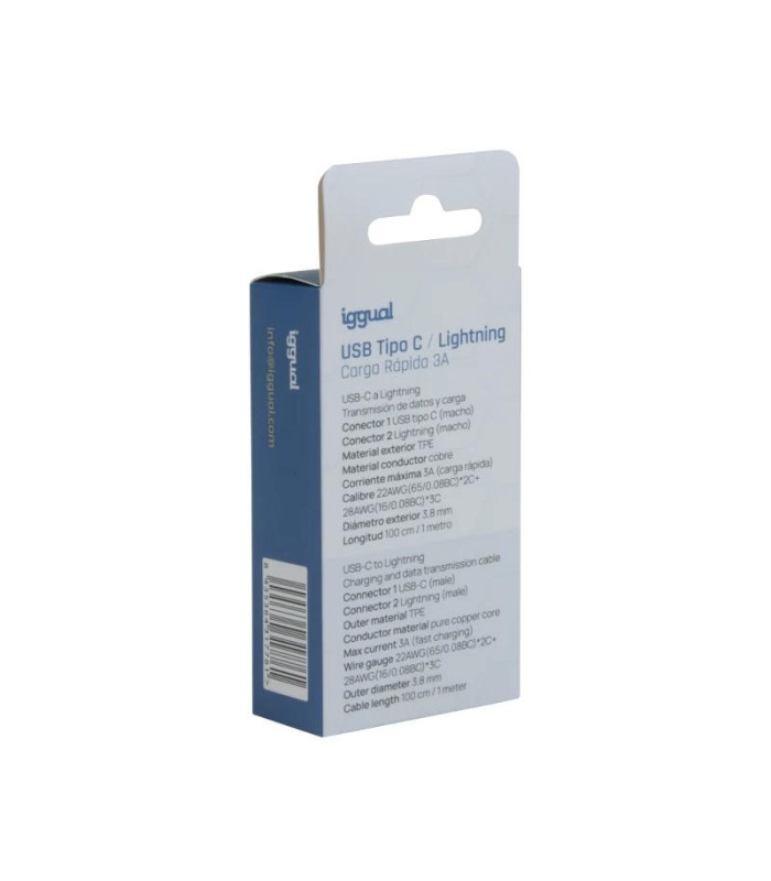 iggual cable USB-A/Lightning 100 cm blanco