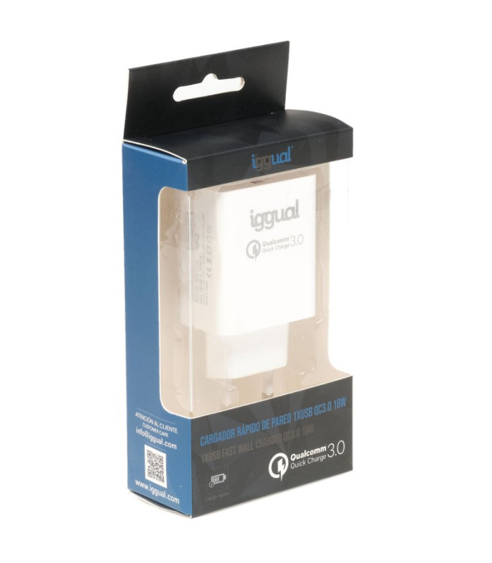 iggual Cargador 1xUSB carga rápida QC3.0 18W