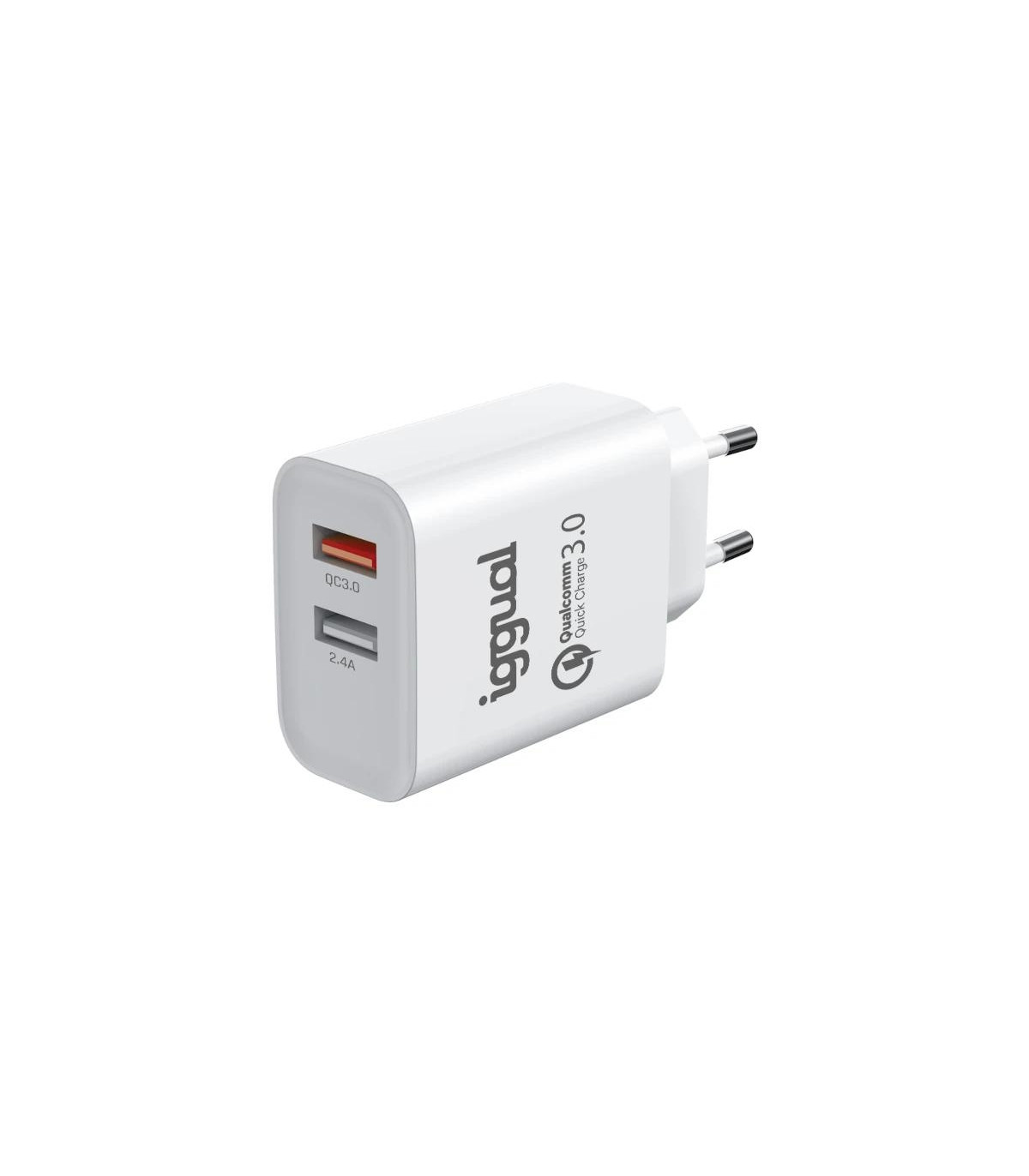 iggual Cargador doble 2xUSB carga rápida QC3.0 30W