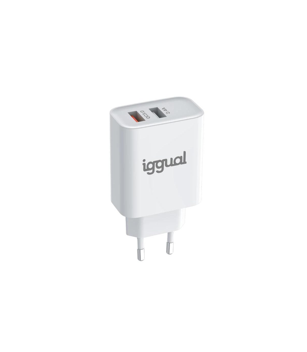 iggual Cargador doble 2xUSB carga rápida QC3.0 30W