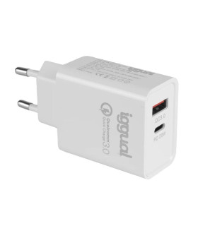 iggual Cargador doble USB QC3.0 + tipo C PD 20W