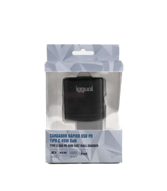iggual Cargador rápido USB PD tipo C 45W GaN