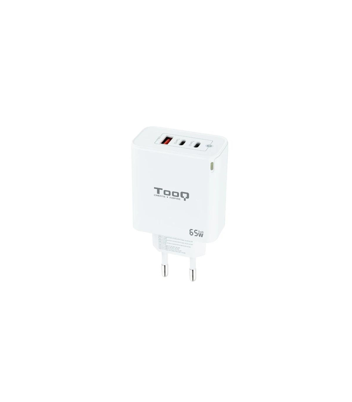 TOOQ Cargador pared GAN 2xUSB-C 1xUSB-A 45W+20W