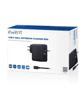EWENT Cargador USB-C PD 45W +Puerto usb-A