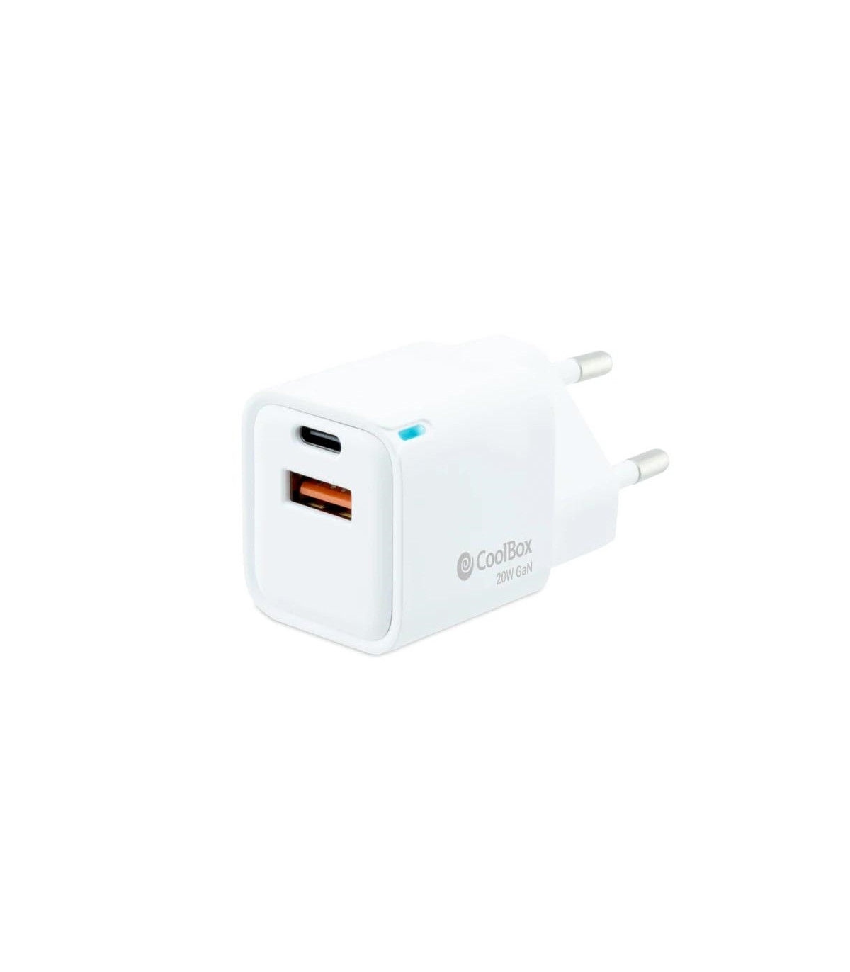 Coolbox Cargador Gan 20W USB-C/USB-A PARED
