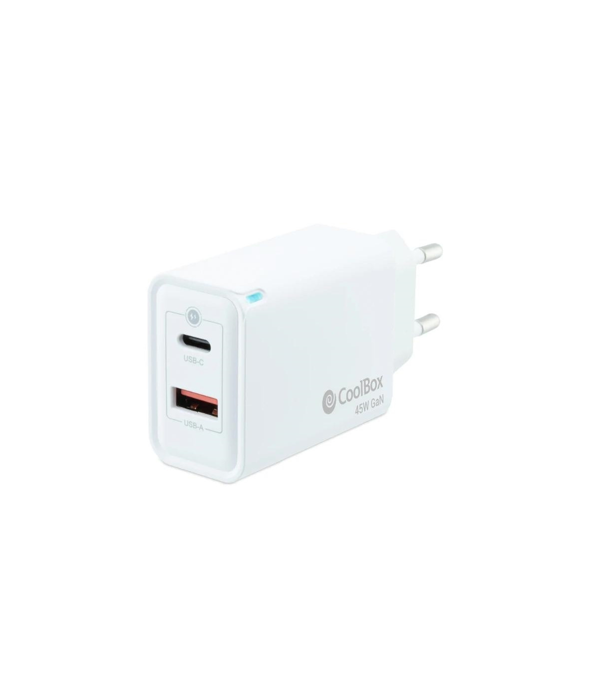 Coolbox Cargador Pared GAN 45W USB-C/USB-A