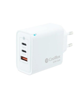 Coolbox Cargador Pared GAN 65W USB-C/USB-C/USB-A