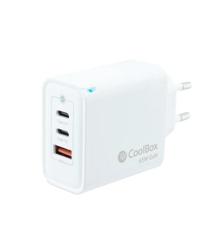 Coolbox Cargador Pared GAN 65W USB-C/USB-C/USB-A