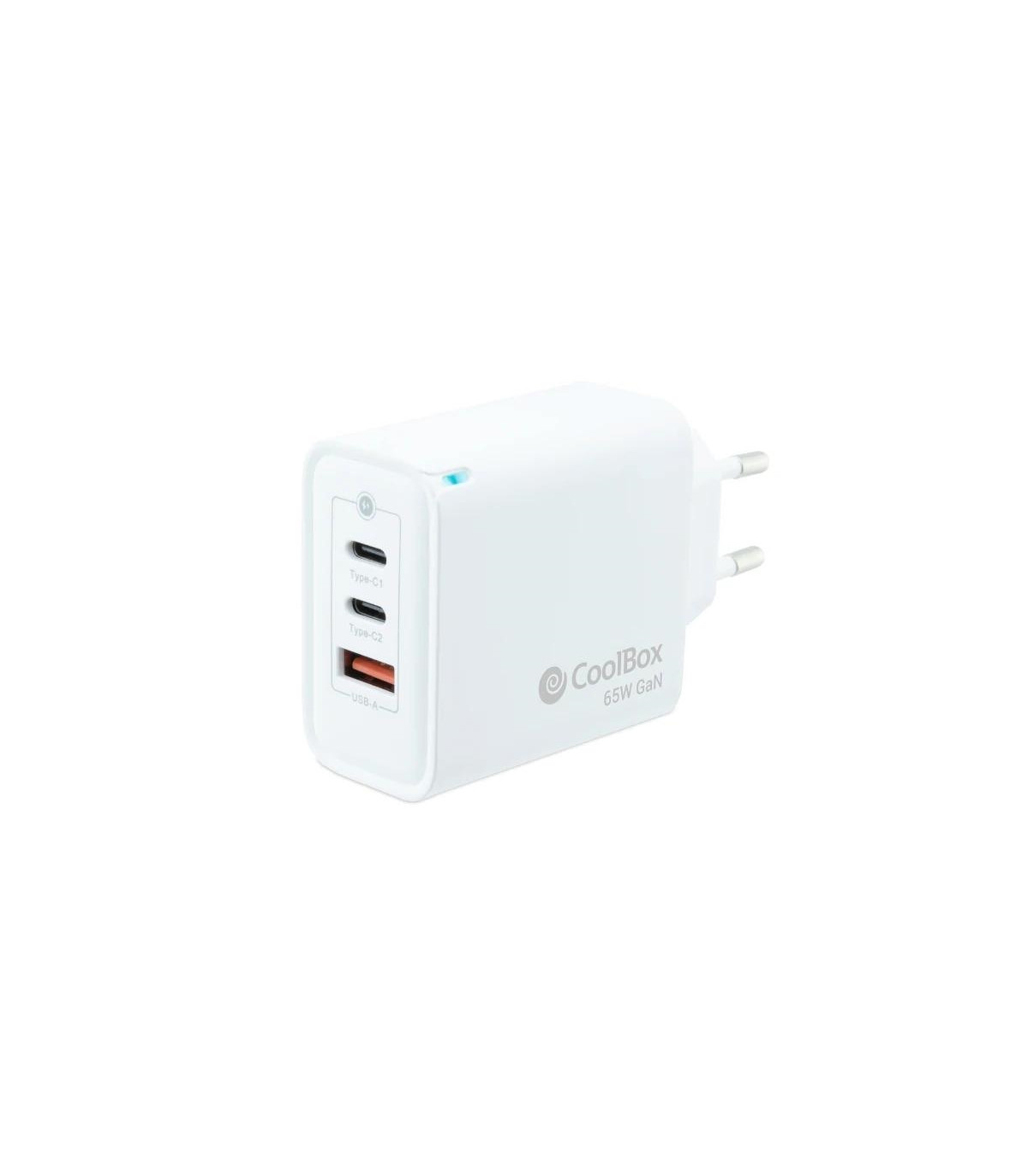 Coolbox Cargador Pared GAN 65W USB-C/USB-C/USB-A