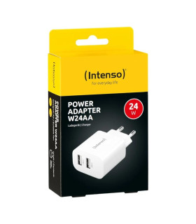 Intenso | Cargador pared W24AA|2xUSB-A|blanco
