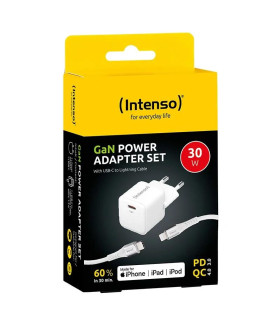 Intenso | KIT Cargador GaN W30C + Cable Lightning