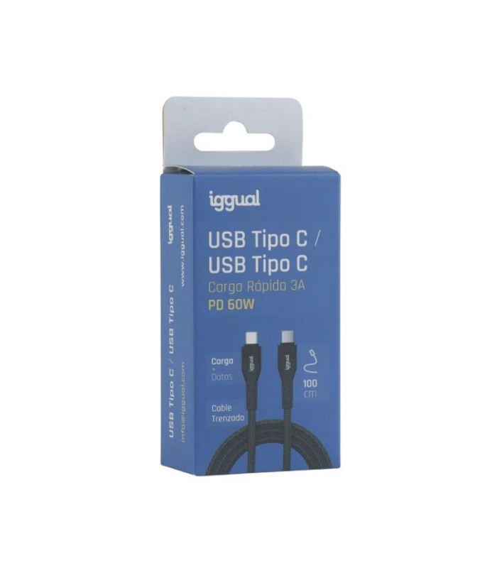 iggual Cable USB-C a tipo C 60W 3A 100 cm trenzado