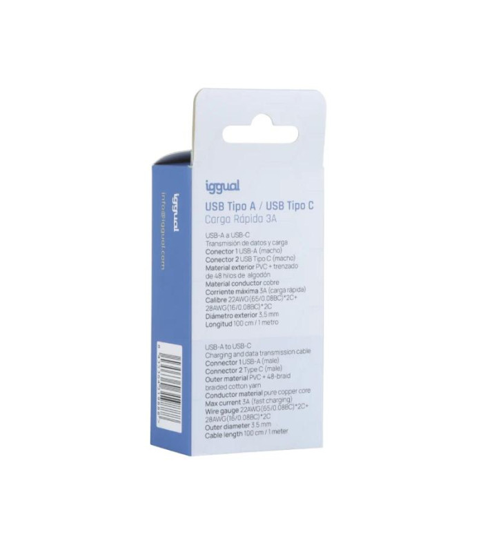 iggual Cable USB-A a tipo C 3A 100 cm trenzado