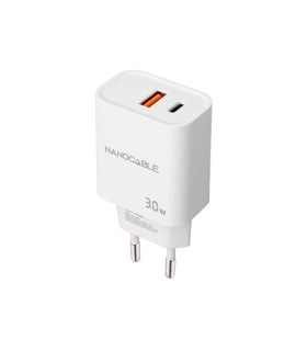 Nanocable Cargador USB-C/PD+USB-A/QC 30W Blanco