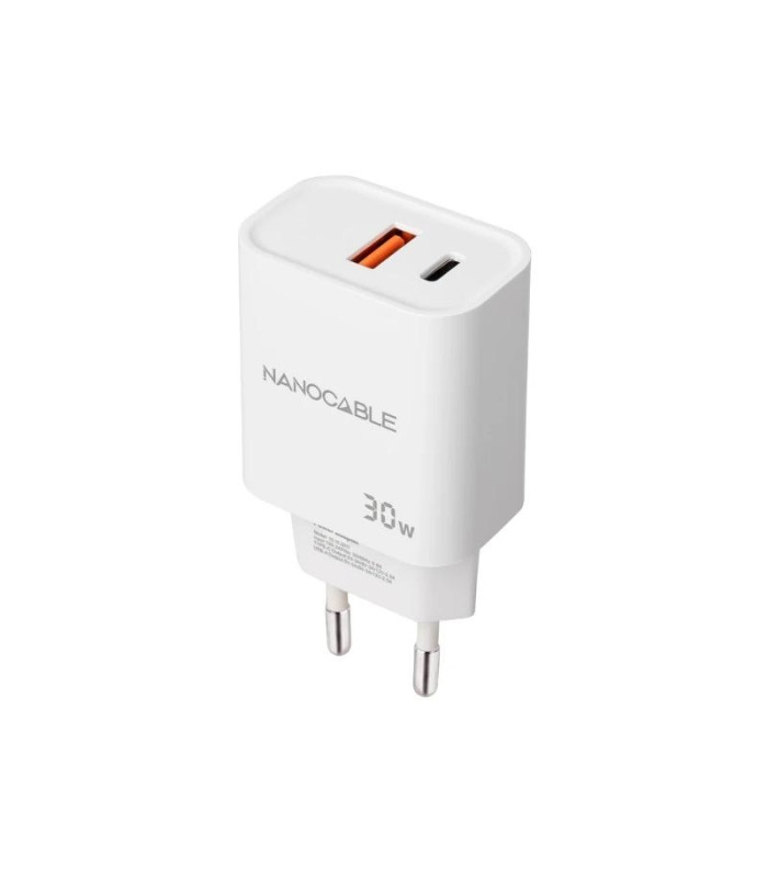 Nanocable Cargador USB-C/PD+USB-A/QC 30W Blanco
