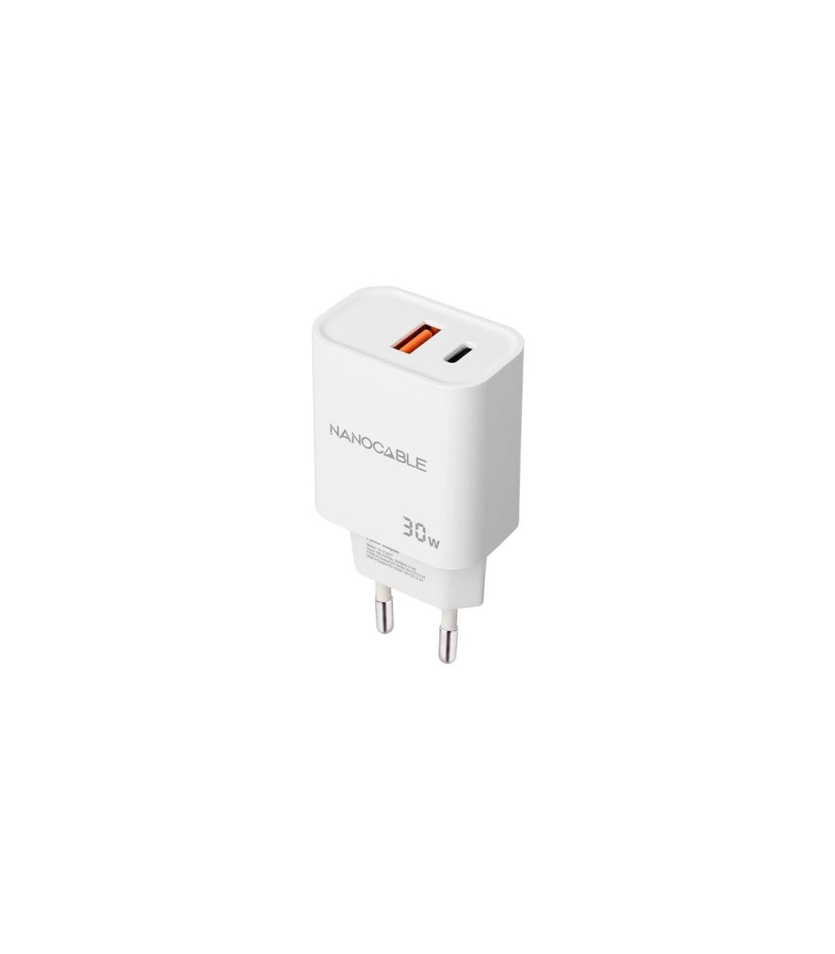 Nanocable Cargador USB-C/PD+USB-A/QC 30W Blanco