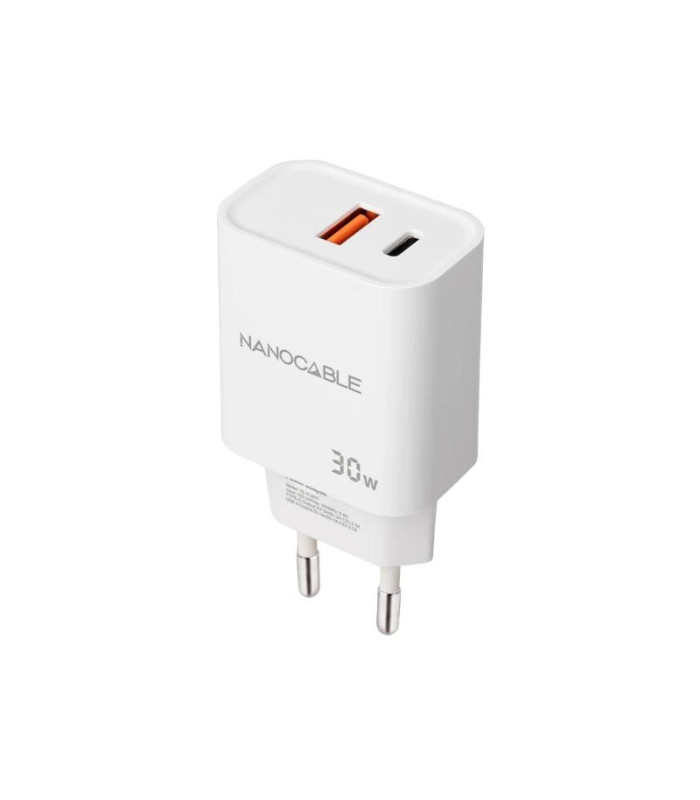 Nanocable Cargador USB-C/PD+USB-A/QC 30W Blanco