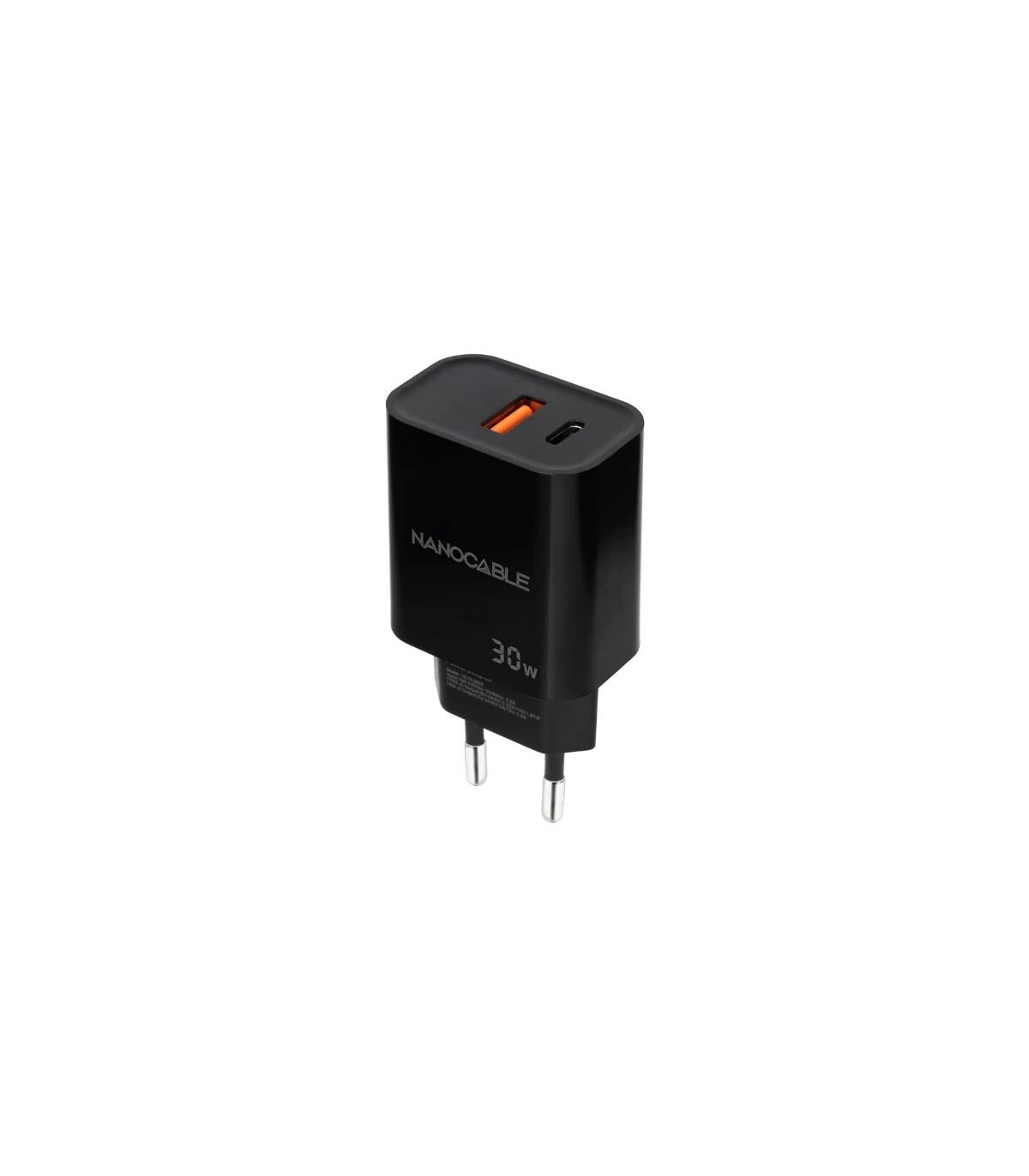 Nanocable Cargador USB-C/PD+USB-A/QC 30W Negro