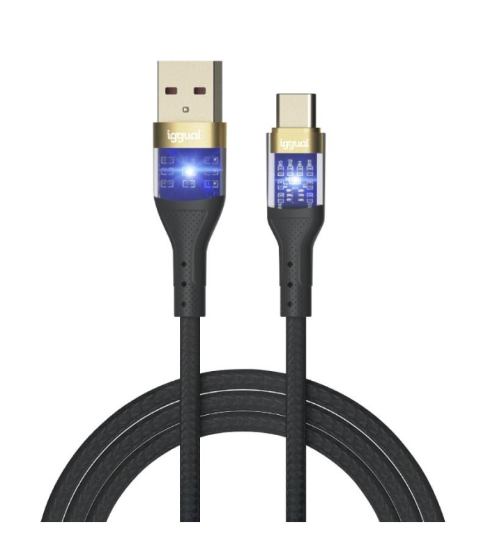 iggual Cable USB-A a tipo C 3A 100 cm trenzado LED