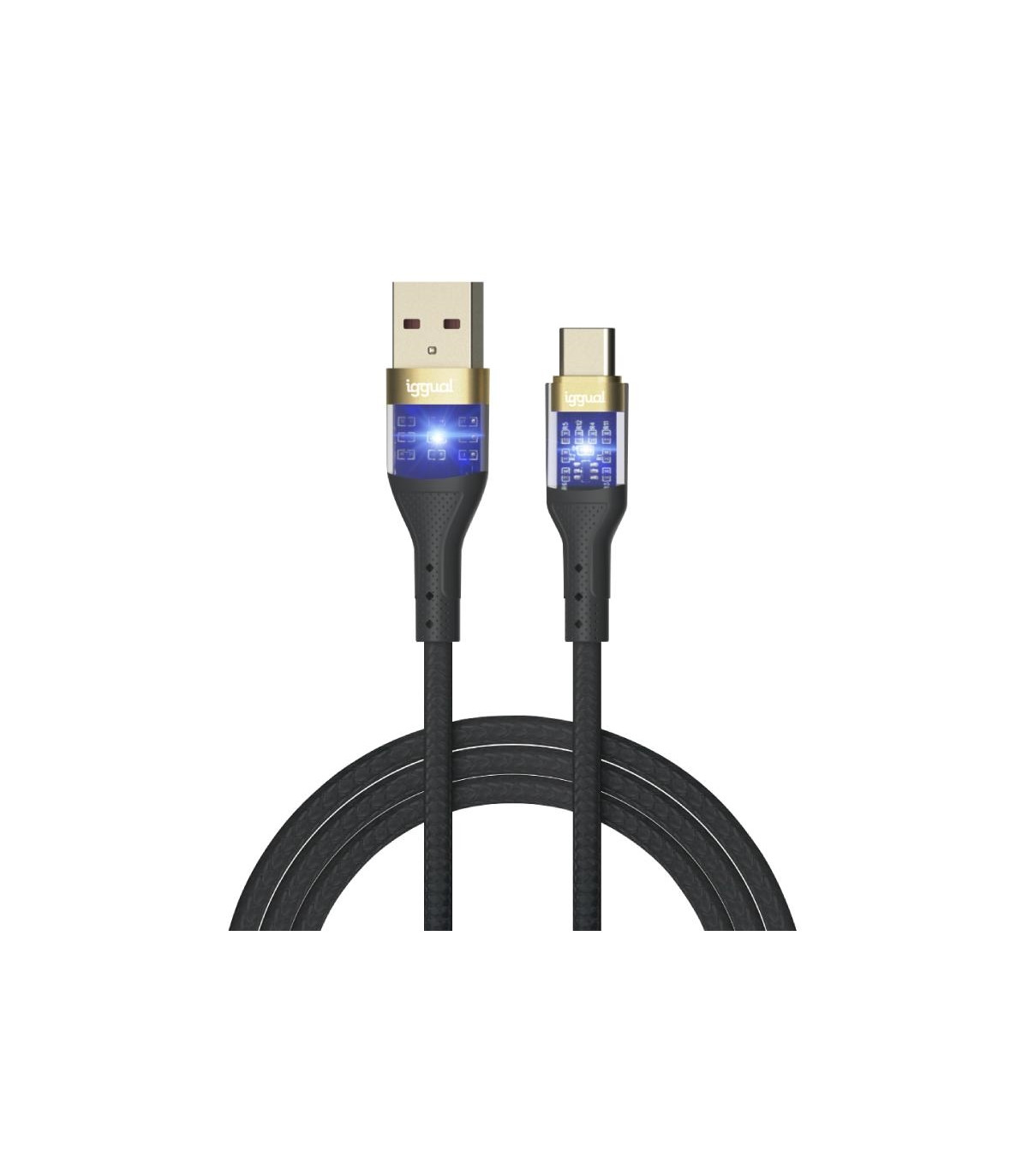 iggual Cable USB-A a tipo C 3A 100 cm trenzado LED
