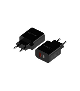 Aisens Cargador 20W USB-C PD3.0 USB-A QC3.0 Negro