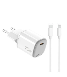 Celly Cargador Gan  1C 20w+ C A Light + Cable
