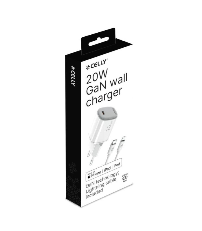 Celly Cargador Gan  1C 20w+ C A Light + Cable