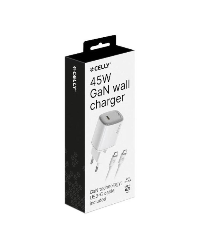 Celly Cargador  45W Usb-C + Cable Usb-C