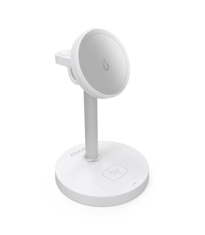 Aisens Cargador Inalámbrico USBC 15W 3 en 1 Blanco
