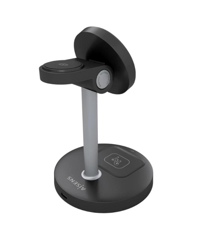 Aisens Cargador Inalámbrico USBC 15W 3 en 1 Negro