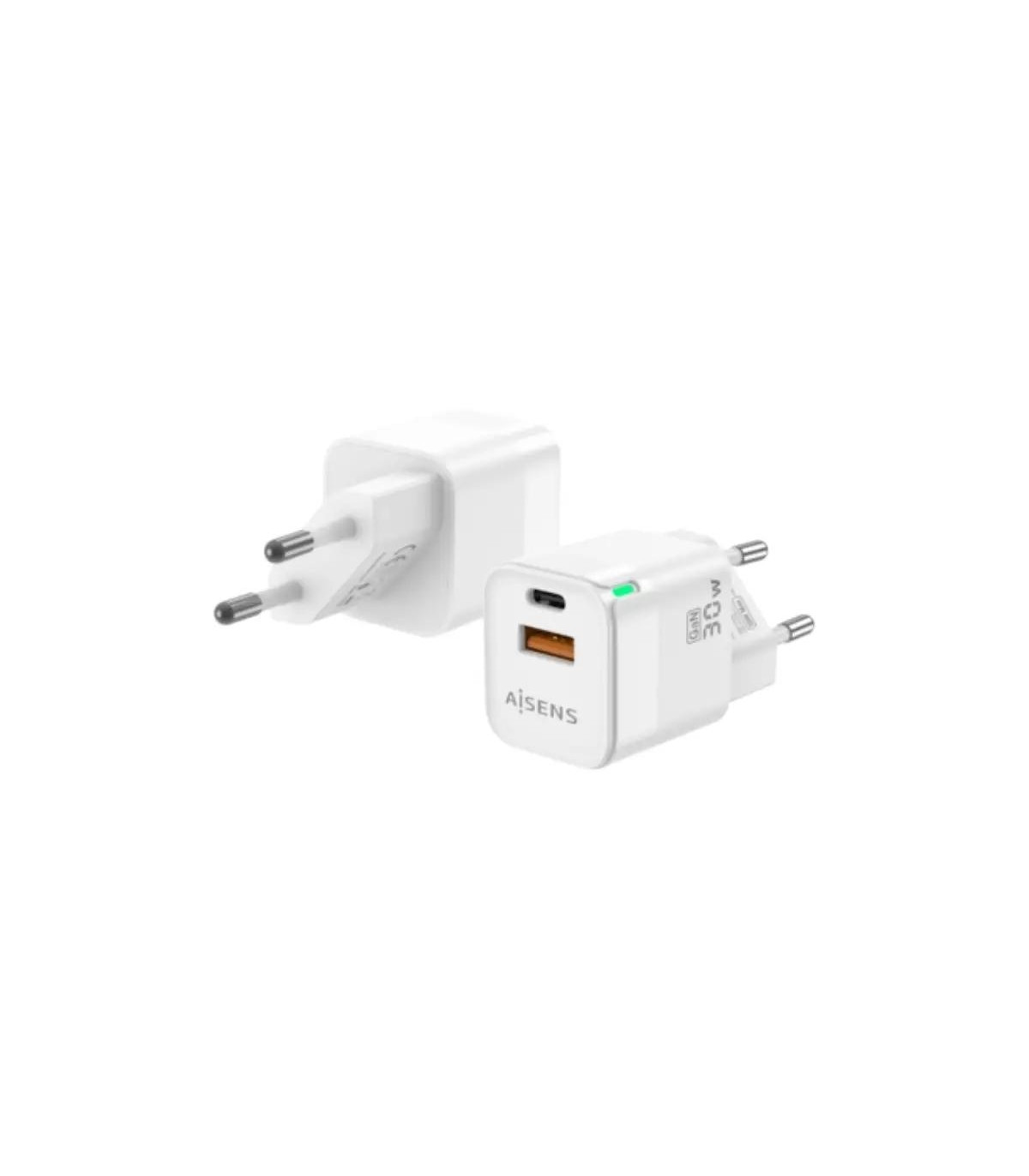 Aisens Cargador GaN 30W USB-C PD3.0 QC4.0 USB-A