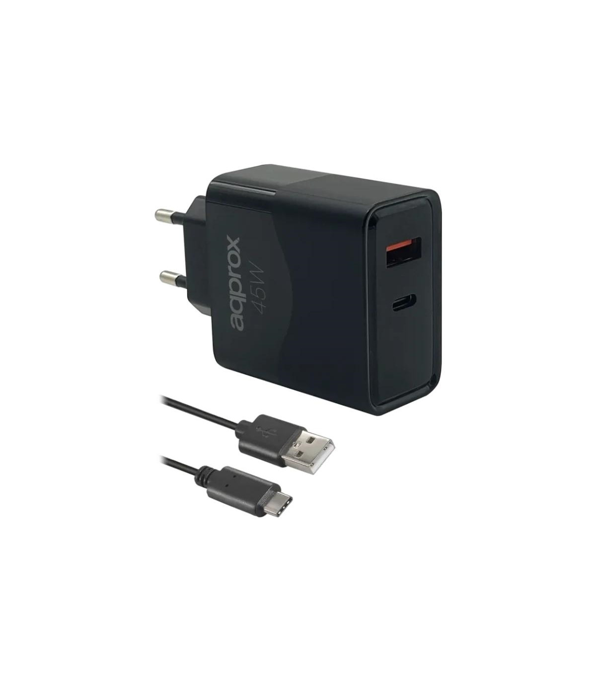 APPROX CARGADOR 45W QC 1 X USB A+ 1 X USB C+CABLE