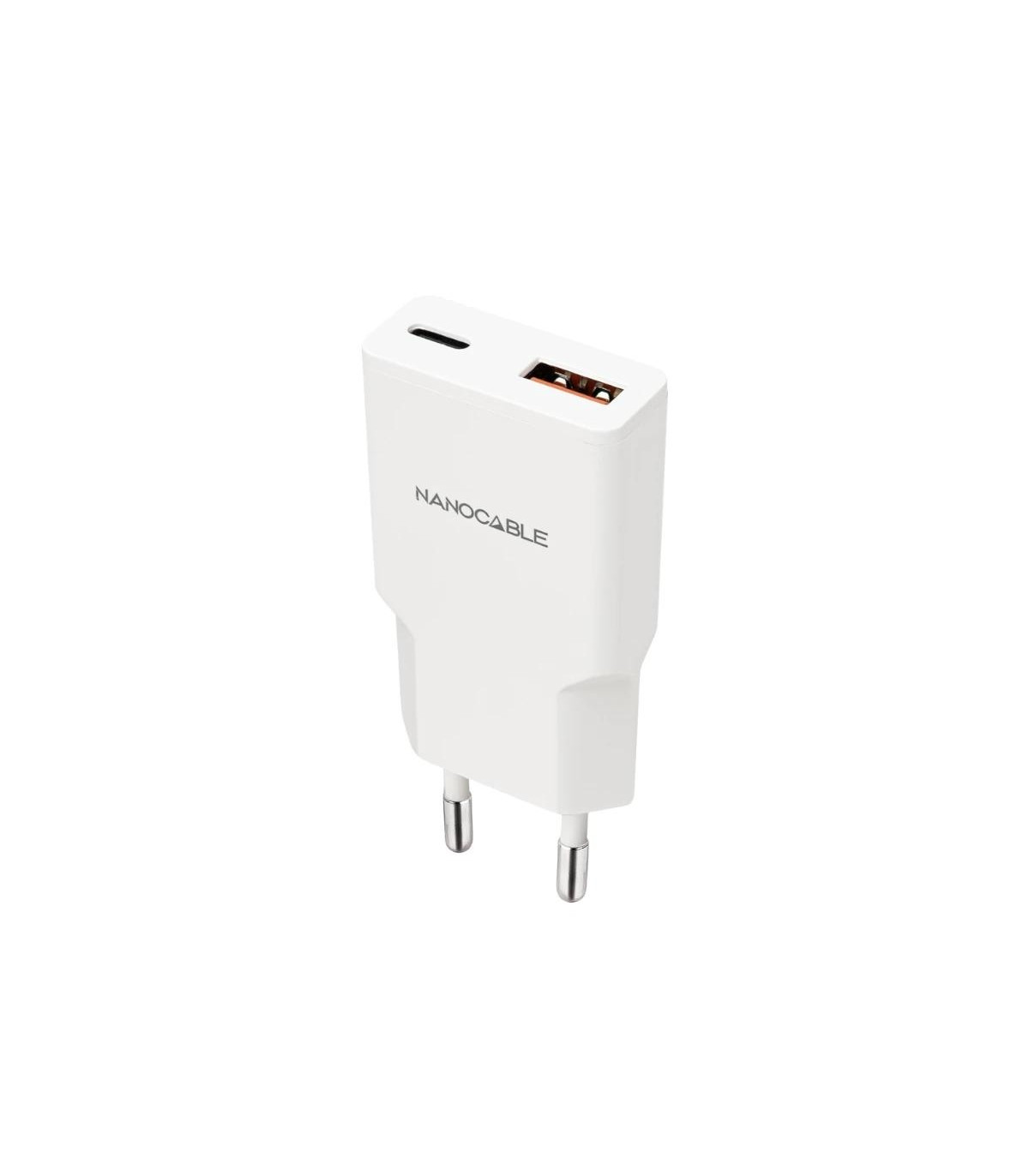 Nanocable Cargador USB-C/PD + USB-A/QC 20W Blanco