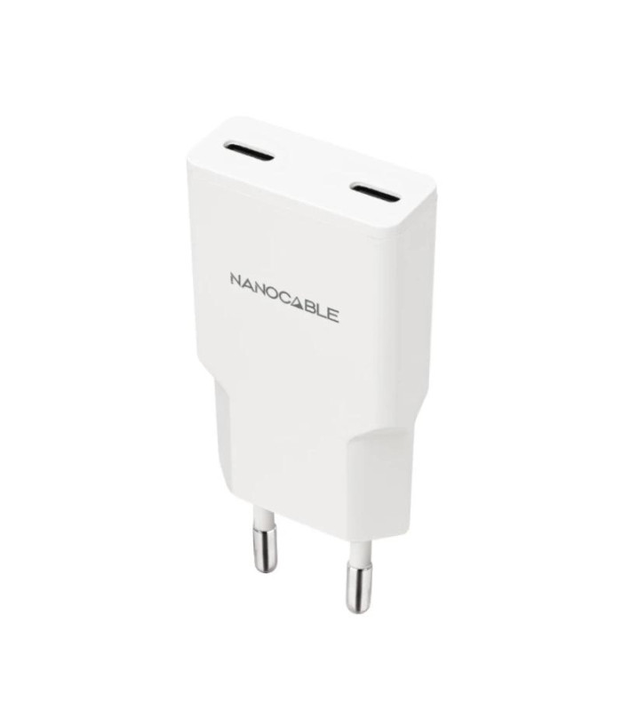 Nanocable Cargador 2xUSB-C/PD 20W  Blanco