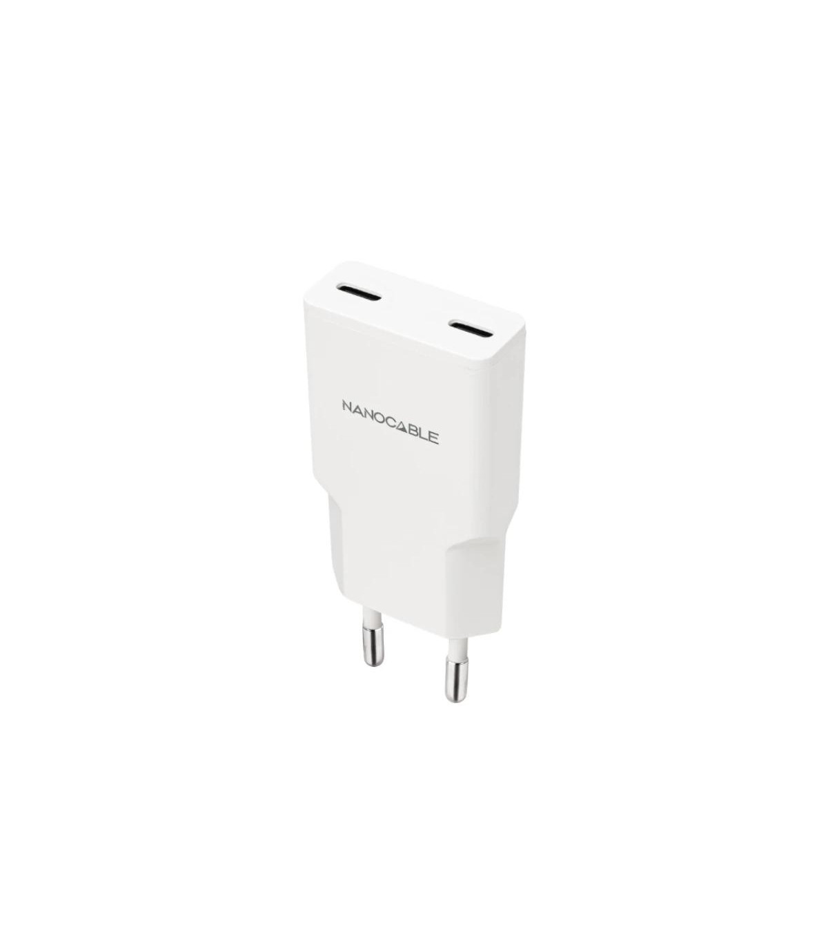 Nanocable Cargador 2xUSB-C/PD 20W  Blanco