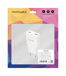 Nanocable Cargador 2xUSB-C/PD 25W Blanco