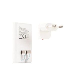 Tooq Cargador pared GAN USB-C/PD + USB-A/QC 65W