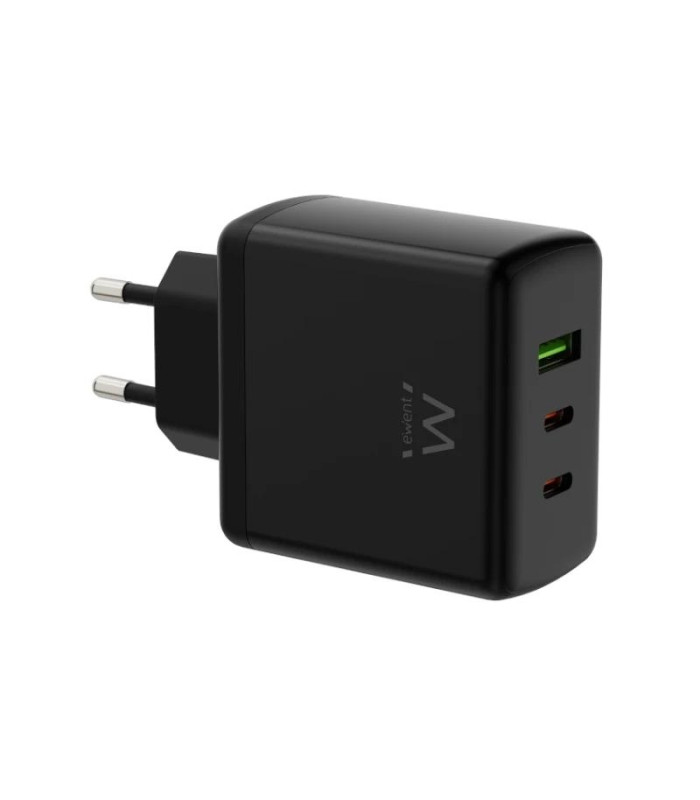 EWENT Cargador Gan Fast 65W 2 USB-C PD-1USB-A QC