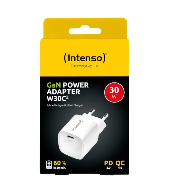Intenso | Cargador pared GaN W30C² USB-C Blanco