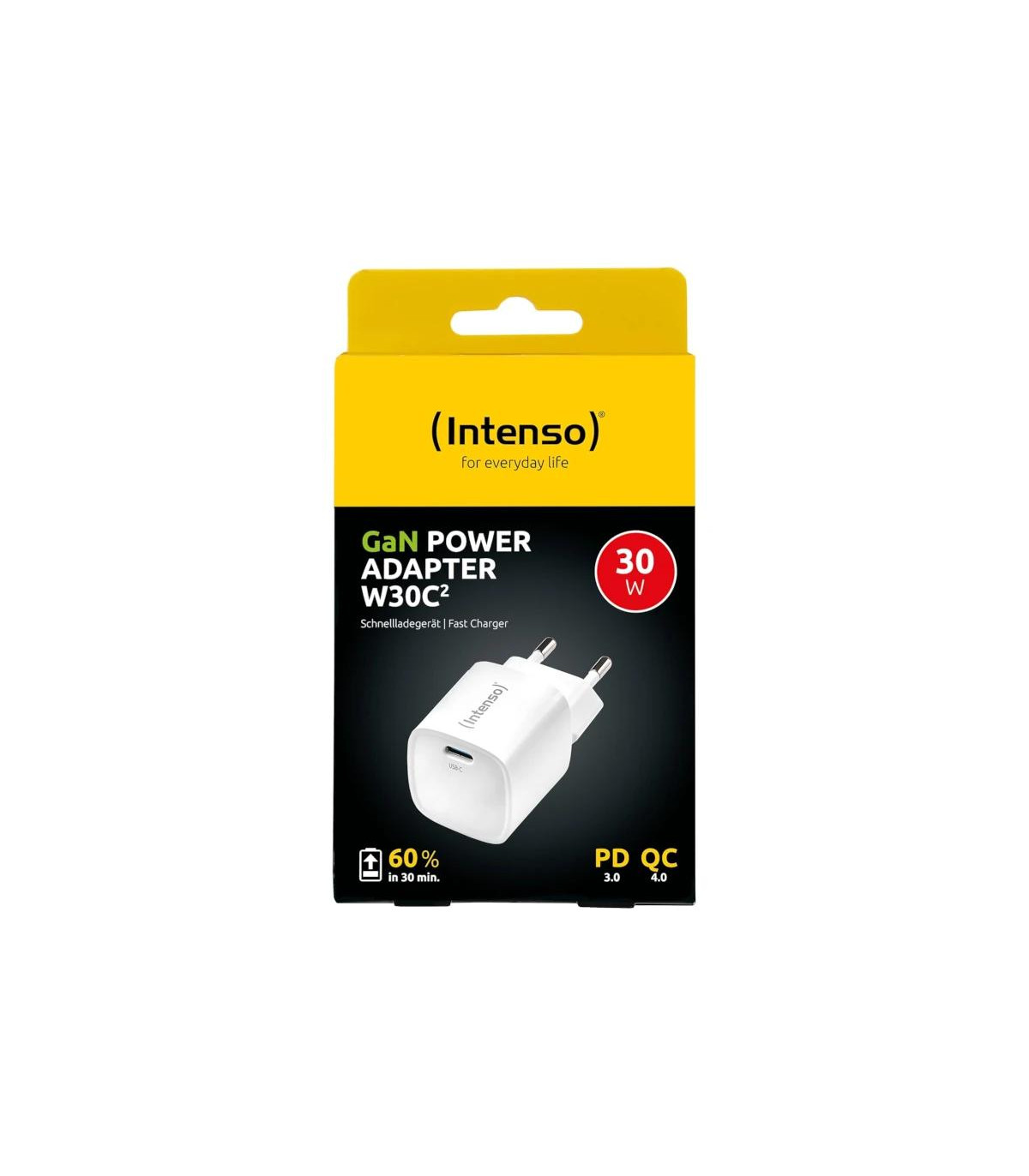 Intenso | Cargador pared GaN W30C² USB-C Blanco