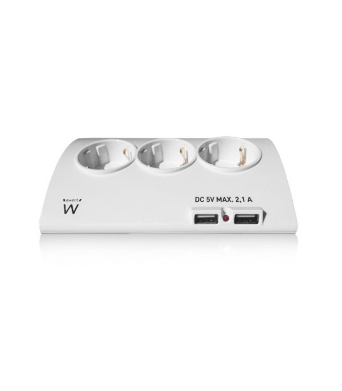 EWENT EW3935 Regleta 5 Schuko + 2 usb 2.1A