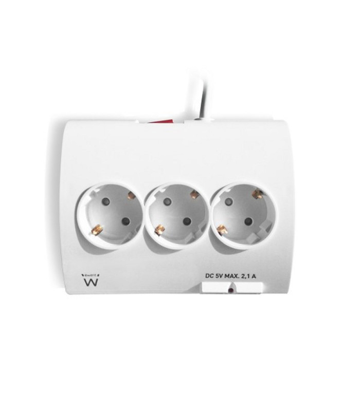 EWENT EW3935 Regleta 5 Schuko + 2 usb 2.1A